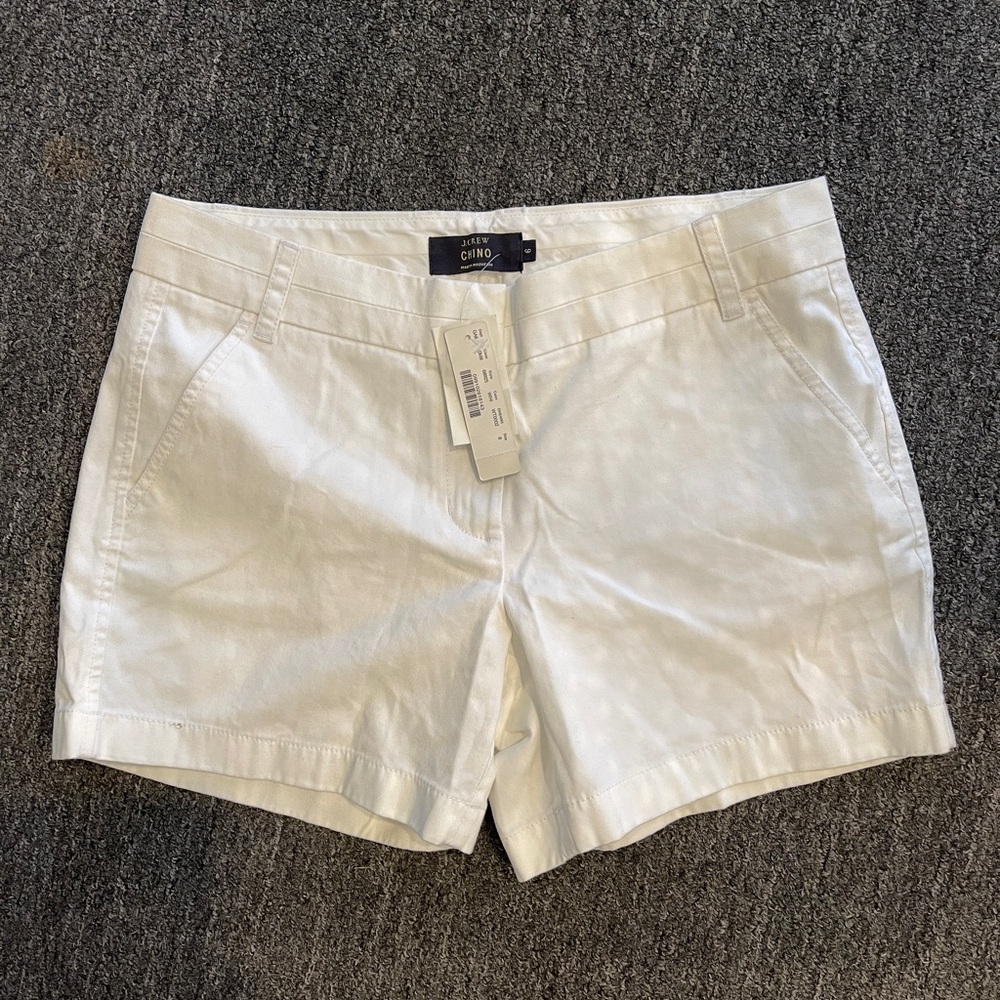 J. Crew White Chino Women's Shorts 100% Cotton Size 6 NWT Pristine Condition